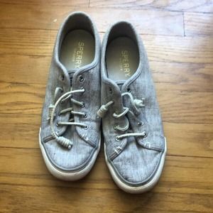 Sperry Topsider Womens Gray Lace Up Round Toe Low Top Sneaker Shoes Size US 9